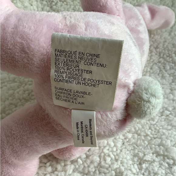 Blankets & Beyond Pink Plush Bunny Rabbit Rattle Embroidered Eyes Stuffed Animal - Picture 7 of 9